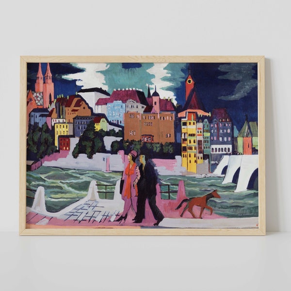 ERNST LUDWIG KIRCHNER - View of Basel and the Rhine (High Resolution Premium Giclée Print of Painting) A4 A3 A2, also available Framed