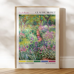 Claude Monet Print: Artist&#39;s Garden At Giverny - Color Palette (Premium Giclée Art Print of Painting) Wall / Home Decor available Framed