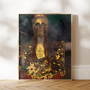 Impresión de Gustav Klimt: Palas Atenea (impresión artística giclée de una pintura clásica del Art Nouveau) Arte mural mitológico/decoración del hogar disponible enmarcado