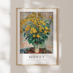 Claude Monet Poster: Jerusalem Artichoke Flowers (Premium Giclée Art Print of Classic Painting) Wall Art / Home Decor available Framed