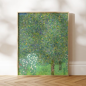 Gustav Klimt Print: Rosebushes Under The Tree (Premium Giclée Art Print of Art Nouveau Painting) Wall Art / Home Decor available Framed