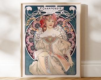 Alphonse Mucha Print: Daydream / Reverie (Giclée Art Print of Vintage Art Nouveau Poster) Antique Wall Art / Home Decor available framed