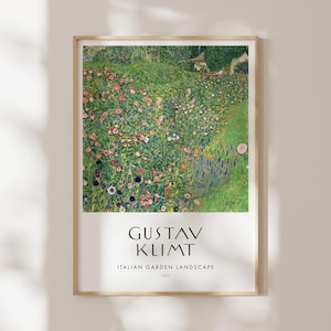 Póster de Gustav Klimt: Paisaje de jardín italiano (impresión artística Giclée de primera calidad de pintura Art Nouveau) Arte de pared / Decoración del hogar disponible enmarcado