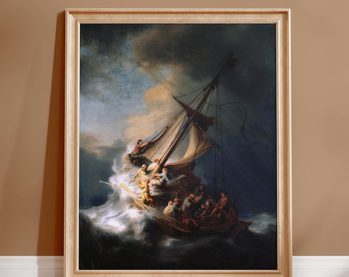 Rembrandt Print: The Storm On The Sea Of Galilee (Giclée Art Print of Baroque Painting) Antique Wall Art / Home Decor available framed