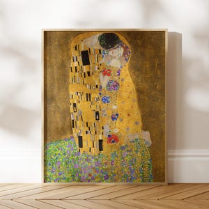 Gustav Klimt Print: The Kiss (Premium Giclée Art Print of Classic Romantic Art Nouveau Painting) Wall Art / Home Decor available Framed