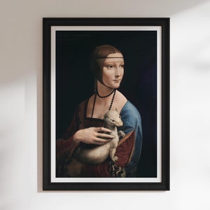Leonardo Da Vinci Print: Lady With An Ermine (Giclée Art Print of Italian Renaissance Painting) Wall Art / Home Decor available Framed