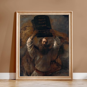 Rembrandt Print: Moses Breaking The Tablets Of Law (Giclée Art Print of Baroque Painting) Antique Wall Art / Home Decor available framed