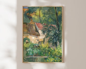 Paul Cézanne Druck: Haus von Père Lacroix (Premium Giclée Kunstdruck Grünes impressionistisches Gemälde) Wandkunst / Wohndekor mit oder ohne Rahmen erhältlich
