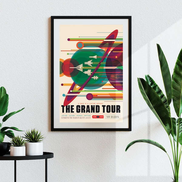 NASA Visions Of The Future - The Grand Tour (Vintage Space Travel Tourism Poster) Hi-Res Giclée Art Print, also available Framed