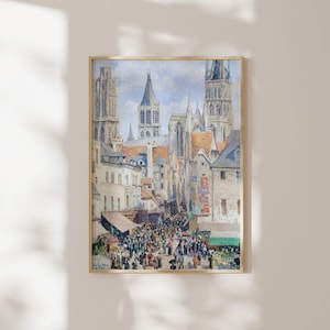 Camille Pissarro Print: Grocery Street, Rouen (Premium Giclée Art Print of Antique City Painting) Wall Art / Home Decor available Framed