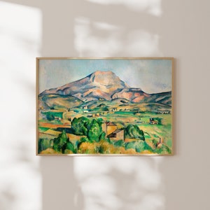 Impressão de Paul Cézanne: Mont Sainte-Victoire (impressão artística giclée premium de pintura de paisagem verde) Arte de parede / decoração de casa disponível emoldurada