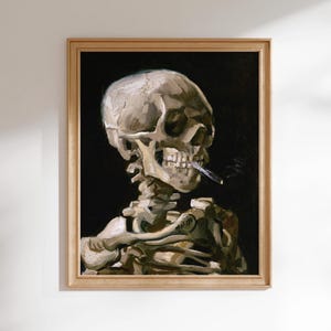 Vincent Van Gogh Print: Skeleton With Burning Cigarette (Premium Giclée Art Print of Classic Painting) Wall Art Home Decor available Framed