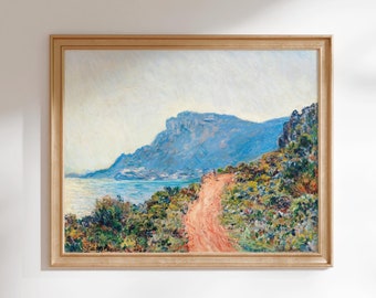 Claude Monet Print: The Corniche Near Monaco (Premium Giclée Art Print of Classic Mountain Painting) Wall Art / Home Decor available Framed