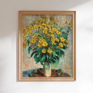 Claude Monet Print: Jerusalem Artichoke Flowers (Premium Giclée Art Print of Classic Painting) Wall Art / Home Decor available Framed