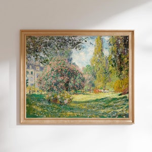Claude Monet Print: Landscape, The Parc Monceau (Premium Giclée Art Print of Classic Nature Painting) Wall Art / Home Decor available Framed