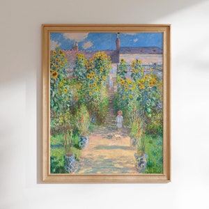 Claude Monet Print: The Artist&#39;s Garden at Vétheuil  (Premium Giclée Art Print of Classic Painting) Wall Art / Home Decor available Framed