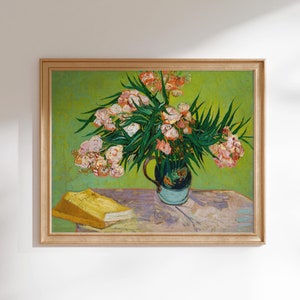Vincent Van Gogh Print: Oleanders (Premium Giclée Art Print of Green Flower Painting) Wall Art / Home Decor available Framed