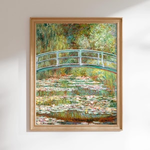 Impresión de Claude Monet: Puente sobre un estanque de nenúfares (impresión artística giclée premium de una pintura clásica) Arte de pared/decoración del hogar disponible enmarcado
