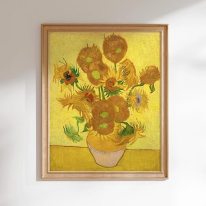 Impresión de Vincent Van Gogh: Girasoles (impresión artística Giclée de primera calidad de la clásica pintura de flores amarillas) Arte de pared / Decoración del hogar disponible Enmarcado