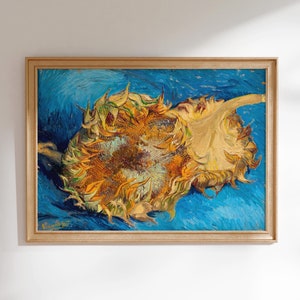 Stampa di Vincent Van Gogh: Girasoli (stampa artistica Giclée di alta qualità del classico dipinto di fiori blu) disponibile come decorazione da parete/per la casa con cornice