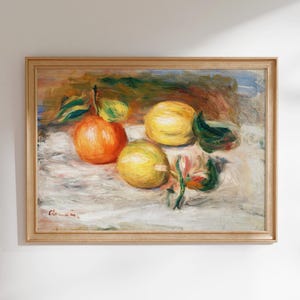 Stampa di Renoir: Limoni e Arancia (Stampa artistica Giclée di alta qualità di un dipinto impressionista di natura morta) Disponibile con cornice