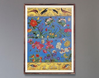 Bird & Flower (Traditional Persian Miniature Art by Muhammad Yusuf) A4 A3 A2 Rare Hi-Res Giclée Print, also available Framed