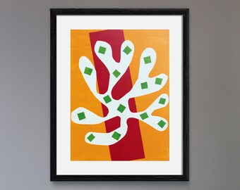 Henri Matisse Print: White Alga (Premium Giclée Art Print - Abstract Modern Orange / Red Cut-Out Art) Wall Art / Home Decor available Framed