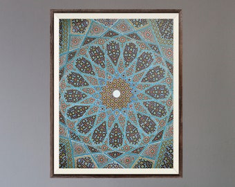 Ceiling of Hafez Tomb (Traditional Persian Mosaic Art) A4 A3 A2 Rare High Resolution Print, also available Framed