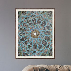 Ceiling of Hafez Tomb (Traditional Persian Mosaic Art) A4 A3 A2 Rare High Resolution Print, also available Framed