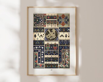 Arabic Pattern Print by Albert Racinet (Giclée Art Print from L'ornement Polychrome) Arabian Wall Art / Home Decor available Framed