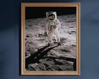 NASA 'Buzz Aldrin on the Moon' Print | Apollo 11 Moon Landing Fine Art Print | Space Wall Art, Framed or Unframed
