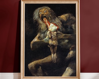Francisco Goya 'Saturn Devouring His Son' Print | Spanish Horror Fine Art Print | Vintage Gothic Wall Art, Framed or Unframed
