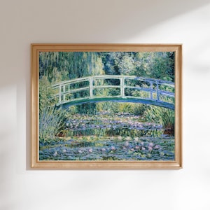 Claude Monet Print: Water Lilies & Japanese Bridge (Premium Giclée Art Print of Classic Painting) Wall Art / Home Decor available Framed