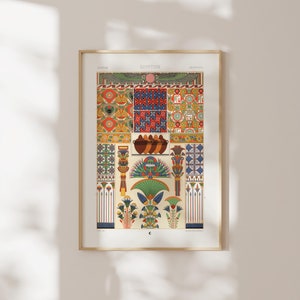 Egyptian Pattern Print by Albert Racinet (Giclée Art Print of lithograph from L&#39;ornement Polychrome) Wall Art / Home Decor available Framed
