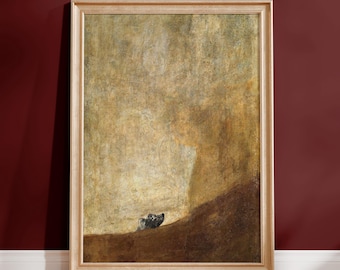 May include: A framed vertical wall art print featuring a textured, abstract background in shades of beige, tan, and brown. A small, dark, indistinct figure is positioned near the bottom center, resting on a curved, dark brown foreground element.