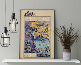 Zal Im Simorgh&#39;s Nest (Traditionelle persische Miniaturkunst aus dem Shahnameh von Ferdowsi) Seltener Hi-Res Giclée-Druck, auch gerahmt erhältlich