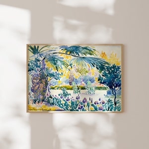 Henri-Edmond Cross Print: Garden of the Painter at Saint Clair (Premium Giclée Art Print of Painting) Wall Art / Home Decor available Framed