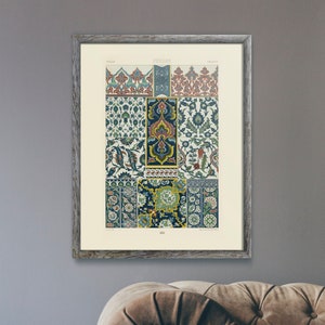 Persian Pattern Print by Albert Racinet (Giclée Art Print of lithograph from L'ornement Polychrome) Wall Art / Home Decor available Framed