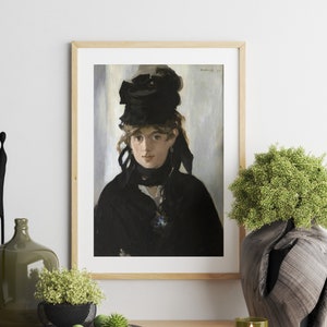 Edouard Manet Print: Berthe Morisot With Bouquet of Violets (Premium Giclée Art Print of Painting) Wall Art / Home Decor available Framed