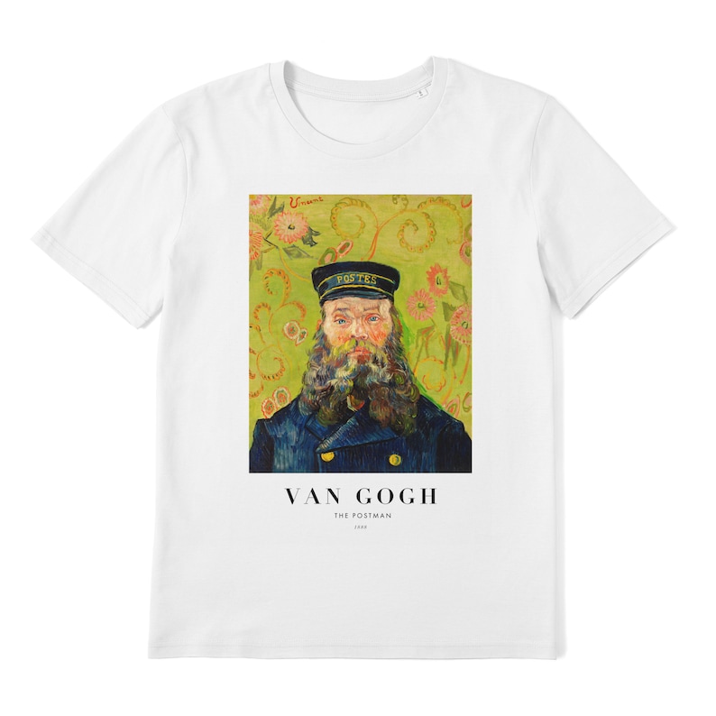a white t - shirt with an image of van gogh