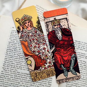 Marcadores de Tarô: A Imperatriz / Imperador (Marcadores de Algodão Texturizado Feitos à Mão Personalizados com Borlas Apresentando Arte de Cartas de Tarô)
