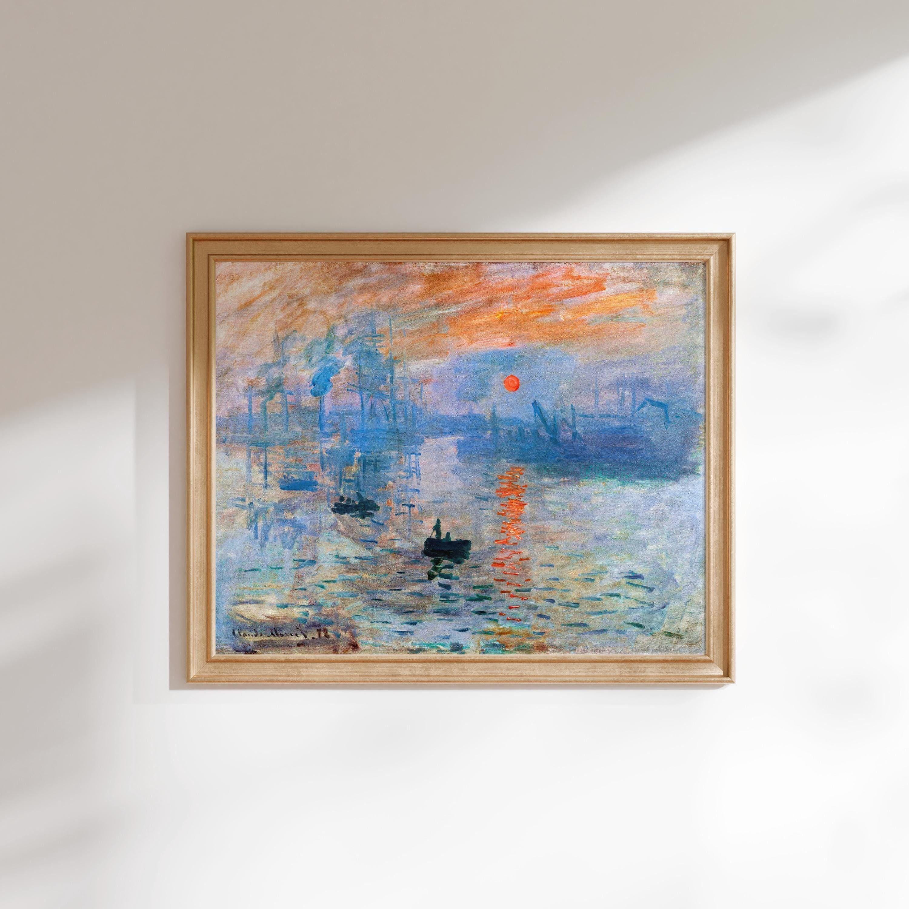 クロード・モネの版画：印象、日の出（古典的な青い海の絵画の