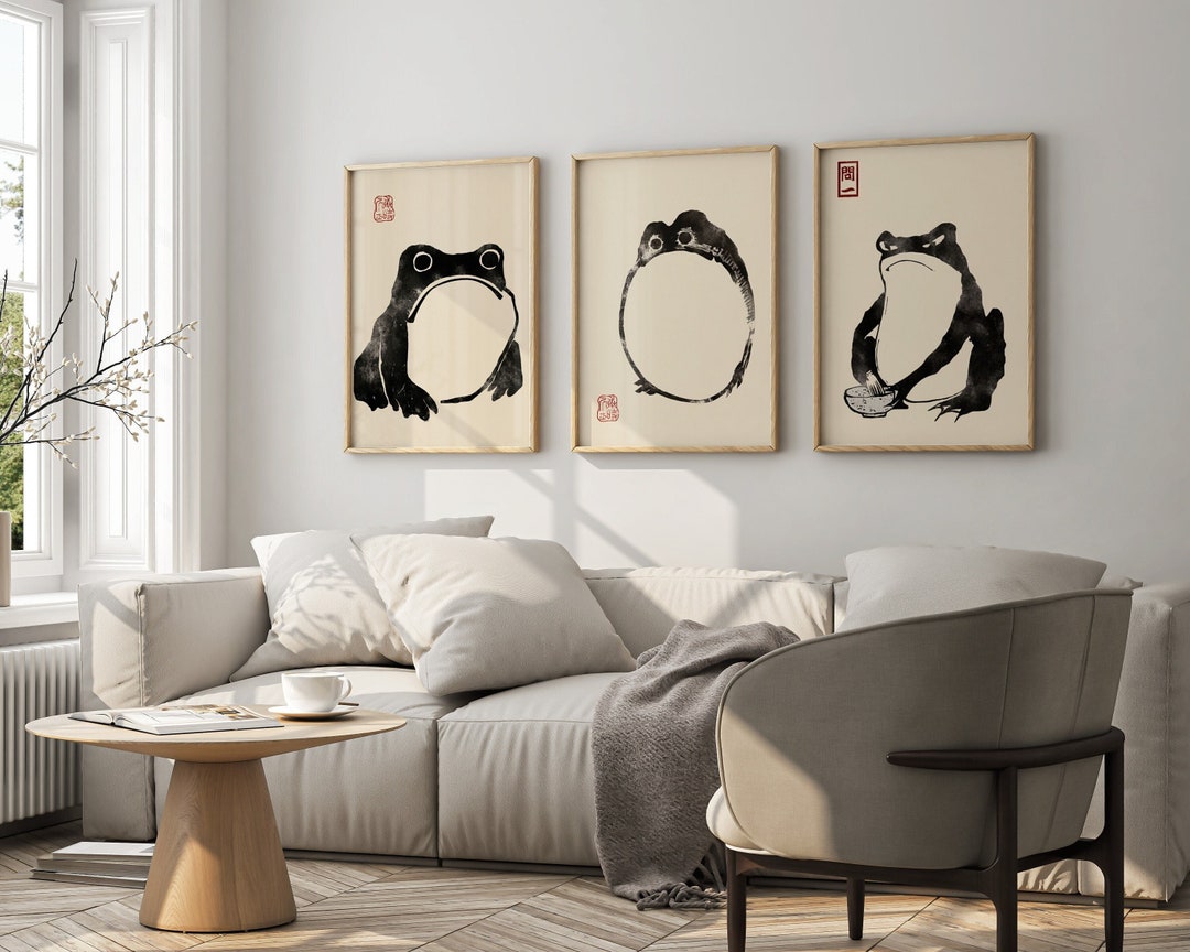 Japanese Art: Set of 3 Frog Prints by Matsumoto Hoji premium Giclée Art ...