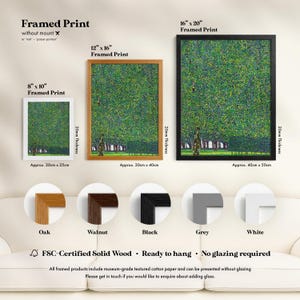 The image is a framed print of a painting depicting a tree with green leaves, presented in various sizes and frame styles.