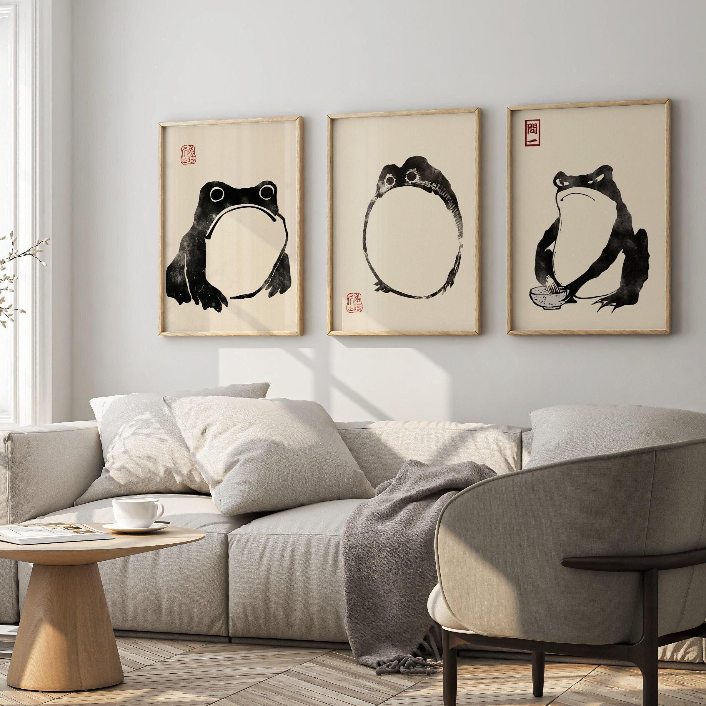 Japanese Art: Set of 3 Frog Prints by Matsumoto Hoji (premium
