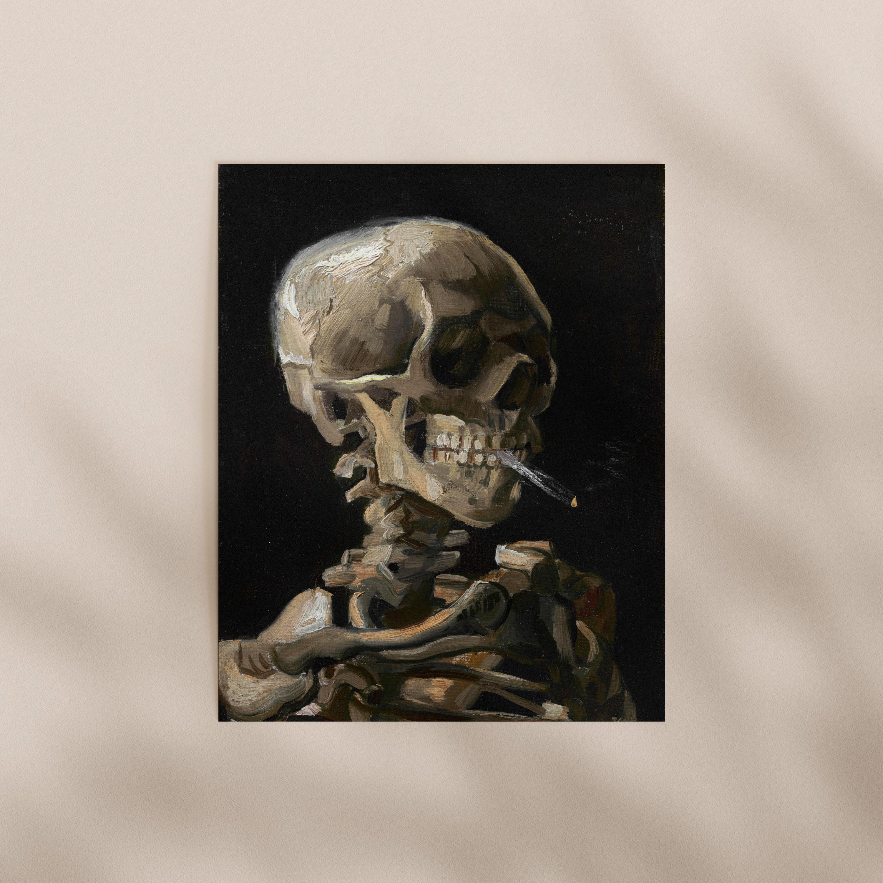 skeleton with cigarette Vincent Van Gogh Print: Skeleton With Burning Cigarette (premium Giclée Art  Print of Classic Painting) Wall Art Home Decor Available Framed3