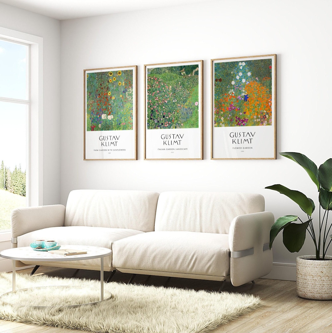 Gustav Klimt - Set of 3 Flower Garden Posters (premium Giclée Art ...