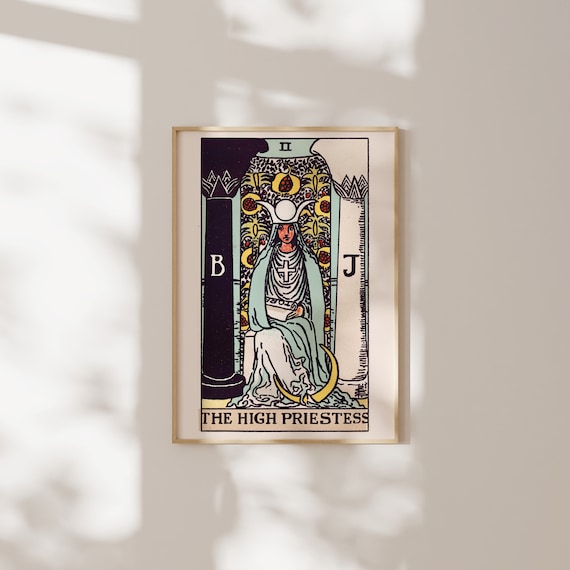 タロットプリント：II 女教皇（ヴィンテージタロットカードの