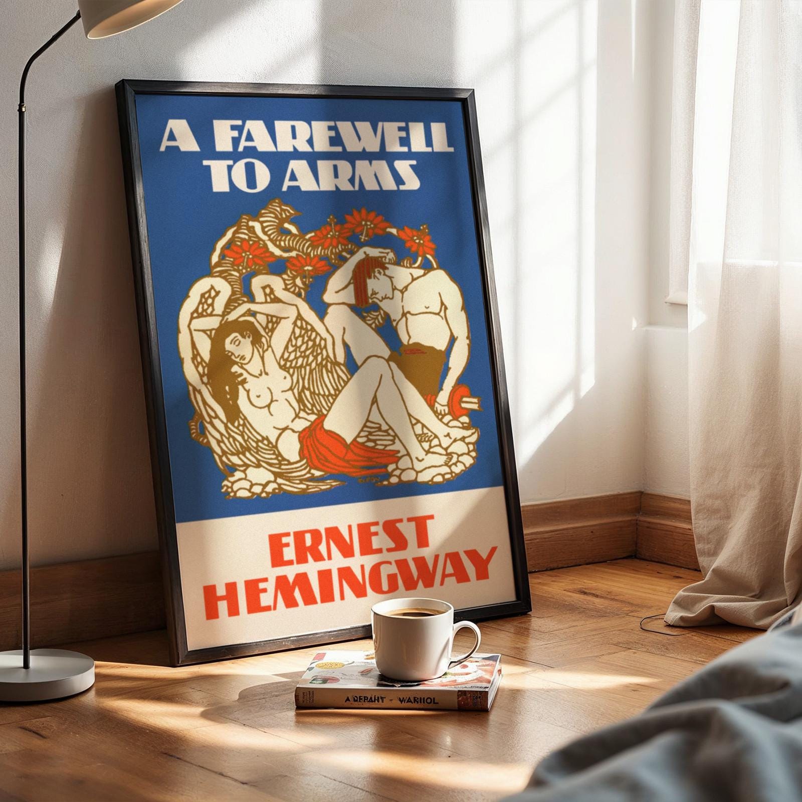 Ernest Hemingway Print: A Farewell To Arms 1st Edition Novel Book Cover Poster | Vintage Art Deco Wall Art / Home Decor available framed