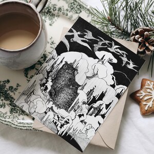 Personalisierte Weihnachtskarte: Zwei Eulen (Deluxe-Grußkarte mit optionaler benutzerdefinierter Nachricht)